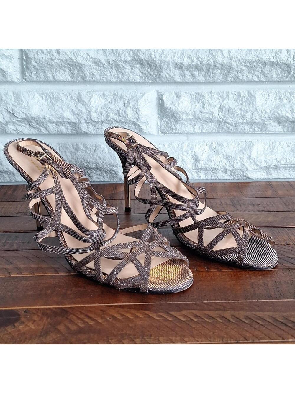 Kate Spade Silver Gold Open Toe Strappy Heel Size 9